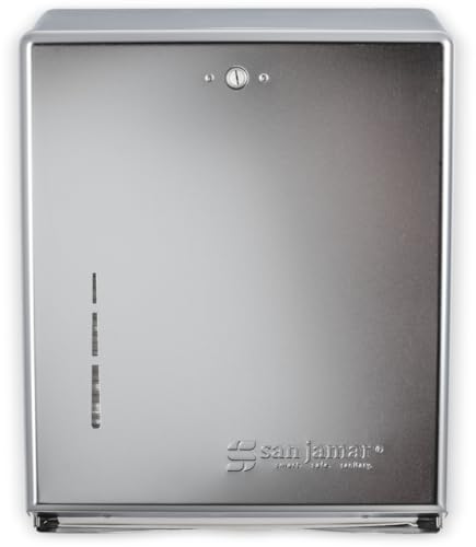 San Jamar T1900XC C-Fold/Multifold Commercial Towel Dispenser, 500 Multifold / 300 C-Fold Towel Capacity, Chrome 14.8" x 11.4" x 4" - color: Chrome, style: C-Fold/Multifold