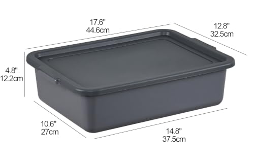 13 L Commercial Bus Tubs with Lid, Stackable Bus Tub Box, 3 Pack - size: 13 L with Lid Gray
