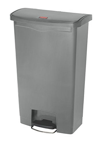 Rubbermaid Commercial Products-1883604 Streamline Slim Step-On Plastic Trash Garbage Can, 18 Gallon, Gray - color: Gray, size: 18 Gallon, style: Plastic Front Step Step-On