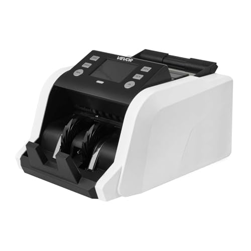 VEVOR Mixed Denomination Money Counter Machine, 1200 Notes/Minute, Cash Counter with Value Count, UV/MG/IR/DD/DBL/HLF/CHN Counterfeit Detection, TFT Display, Money Counting Machine for Dollar and Euro - size: 9.8*13.4*7.9"