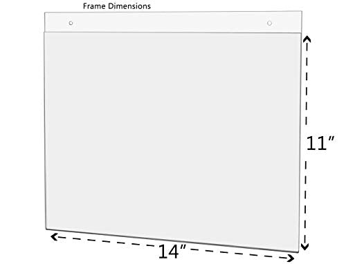 10 Pack Sign Holder 14 by 11 Inch Ad Frame with Holes and Hardware Certificate Warnings Notice Holder Hours of Operation Sign Sleeve Horizontal Clear Acrylic by Marketing Holders - size: 14" w x 11" h