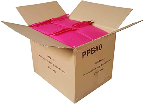 iMBAPrice 6x10 Inch Hot Pink Bubble Mailers #0 – 250 Pack Self-Seal Padded Envelopes, Waterproof Bubble Shipping Bags for Small Business, Mailing & Packaging - color: Pink Poly Bubble, size: 6"x10" Poly (250 Envelopes)