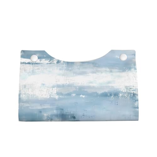 Tissue Box Cover Blue White Blue Art Texture Rectangle PU Leather Tissue Box Holder for Car Bathroom Bedroom Desk Tabletop Decor - color: Blue White Blue Art Texture