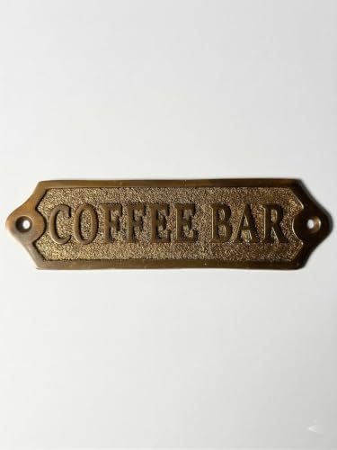 COFFEE BAR Vintage Metal Sign – Antique Brass Coffee Bar Plaque for Kitchens & Cafés Durable Commercial-Grade Professional Signage, Easy Mount Office & Business Door Plaque - color: COFFEE BAR