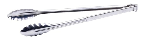 Winco 16" Silver Heavy-Duty Utility Stainless Steel Tongs