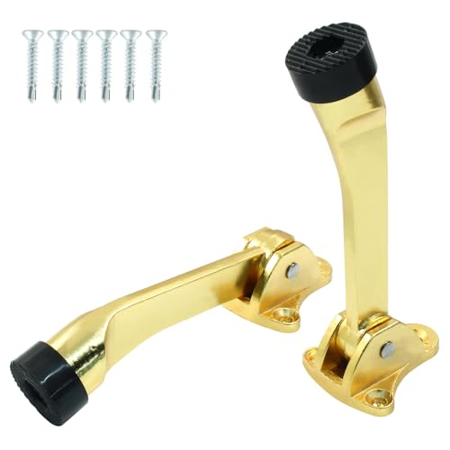 Jiozermi 4 Inch KickDown Door Stopper, Brushed Gold, 2pcs - color: Brushed Gold