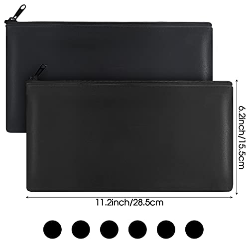 Potchen 18 Pcs Bank Bags with Zipper for Cash Deposit, Black - color: Black