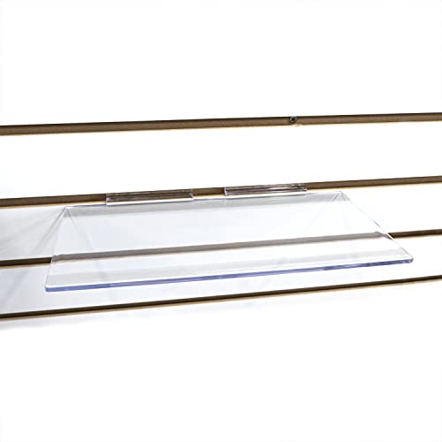 Large Clear Acrylic Slatwall Shoe Shelf, 6" D x 12" L Flat Plastic Display Shelf Made with .16" Thick Styrene, 5 Pack - size: 5 Pack