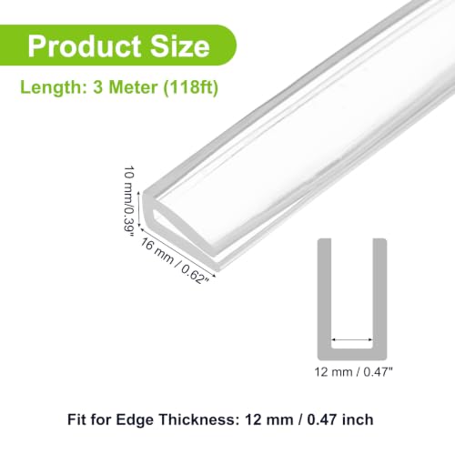 PATIKIL Rubber Seal Strip, 10Ft Flexible U Channel Edge Trim Protector Soundproof Door Seal Strips Fit 12mm Thick Edge, 5/8"(16mm) Width, 3/8"(10mm) Height, Transparent - size: 5/8"(16mm ) x 3/8"(10mm )