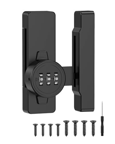 Sliding Barn Door Lock, 3-Digit Password Locks, Black - color: Black