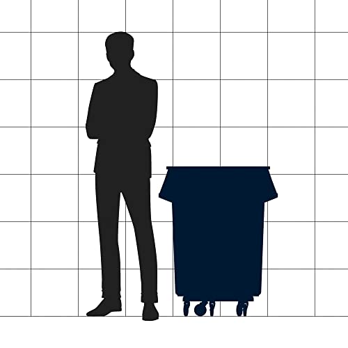 55 Gallon Blue Round Commercial Trash Can with Lid and Dolly, Heavy-Duty Food Grade NSF Certified, Perfect for Restaurant, Office, School, Garage, Backyard, Workshop, Warehouse - color: Blue, size: 55 Gallon, style: Trash Can with Lid and Dolly