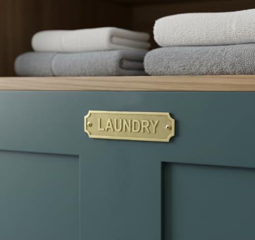 Brass LAUNDRY Room Sign Plate with Screws – Wall Mounted Door Name Plaque for Home, Utility Room, Laundry Area, Office Label Signage 22 x 5 cm - color: LAUNDRY