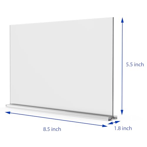 newnewshow Acrylic Sign Holder 8.5x5.5 Inch 3 Pack Horizontal T Shape Double-Sided Desktop Display Holder. (Optional 8.5x11 8.5x5.5 5x7 Horizontal and Vertical) - size: 3 Pack 8.5x5.5