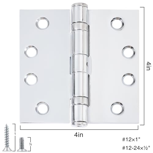 TDCHINGES Exterior 4x4 Inch Door Hinges Heavy Duty Polished Chrome 3 Pack - color: Polished Chrome, size: 3 Pack-BB