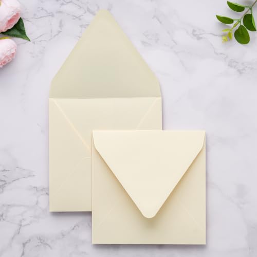PONATIA 50 PCS/Pack Square Envelopes, Euro Flap Cream Envelopes - color: Cream