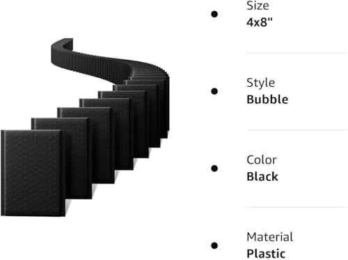 Metronic 4000 Pack Bubble Mailers 4x8 Inch Black Waterproof Bubble Mailer - color: Black, size: 4x8" 4000PC