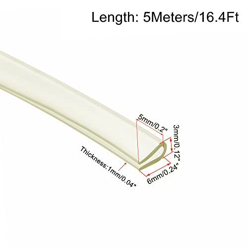 uxcell Trim Seal, PVC U-Seal Channel Edge Protector Sheet, Fits 1.5-2mm Edge 5Meters/16.4Ft Length, 0.24" Height Transparent - size: 16.4Ft x0.24"