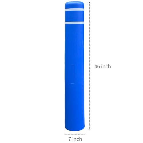 Durable Bollard Cover Heavy Duty Shell - Weather Resistant Anti-Collision - Universal Fit Parking Lot, Dock, Warehouse (Multiple Sizes & Colors Available) (46" H, Blue, 7" Dia) - color: Blue, size: 7"Dia, style: 46"H