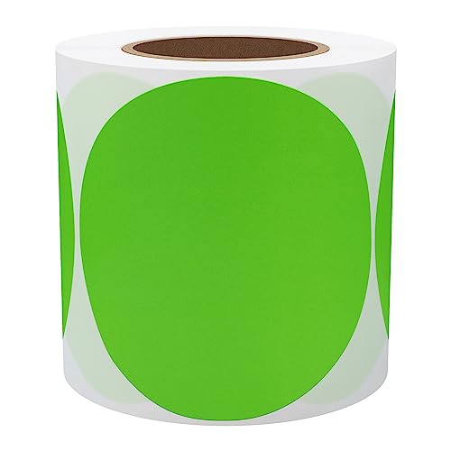 Hybsk 3 inch Circle Color Direct Thermal Stickers Shipping Labels for Barcodes,Name Tag,DIY Logo Design,QR Code,Inventory– Compatible with Zebra,Rollo,Munbyn,and More-350 pcs (3 inch,Green) - color: Green, size: 3"