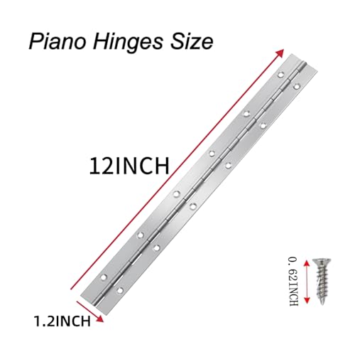 4PACK 12INCH Silver Continuous &Piano Hinge 0.05" Thickness/1.2" Open Width Heavy Duty Continuous Hinge with Holes for Cabinet Door Cases Woodworking Include Screws - color: Silver, size: 4P 12INCH SLIVER