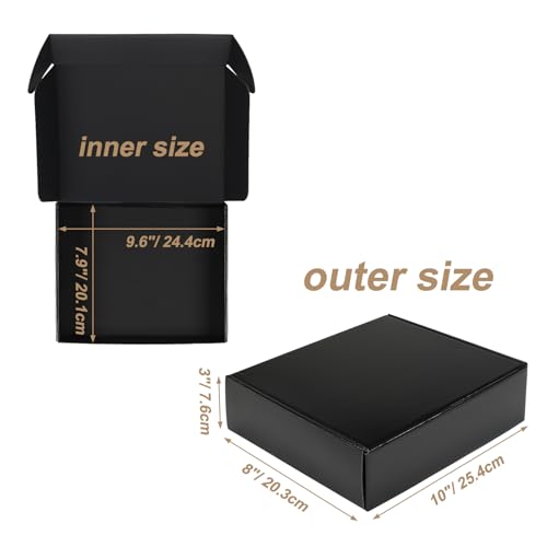 ZBEIVAN 10x8x3 Black Small Shipping Boxes, 30 Packs Corrugated Cardboard Mailer Boxes for Packaging Small Business Mailing Gifts Wrap Boxes with Lids - color: black, size: 10x8x3