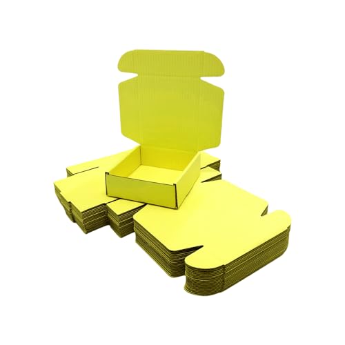 50 Pack 6.3x6x1.6 in Lemon Yellow Shipping Boxes - color: Lemon Yellow, size: 6.3x6x1.6 in
