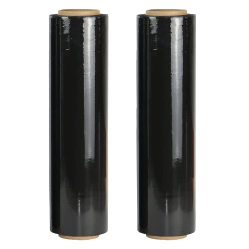 4 Roll 18" x 1100 feet Stretch Film-Wrap 80 Gauge Industrial Strength Stretch 20 Microns Durable for Moving Packing Packaging Heavy Duty Warehouse Shrink Film (Black) - color: Black, size: 4 PACK