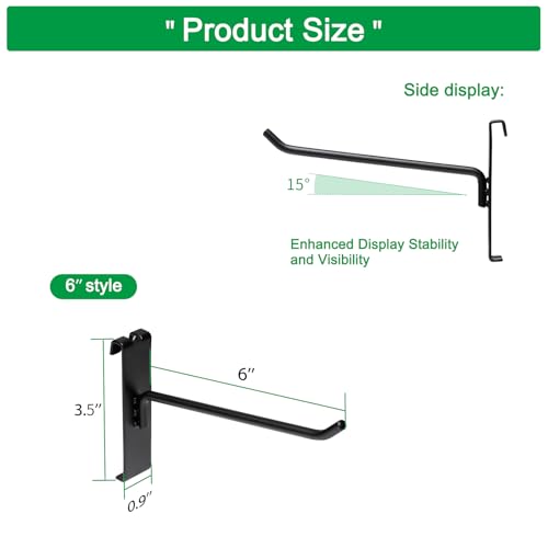 Gridwall Hooks 6 Inch, 100 Pack Grid Wall Hooks, Grid Panel Hooks and Hangers for Retail, Craft Shows, Home Setup, and Customized Display - size: 6 Inch