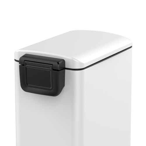 8 gal Slim Stainless Steel Trash Can Soft-Close Lid Removable Bucket, White - color: White