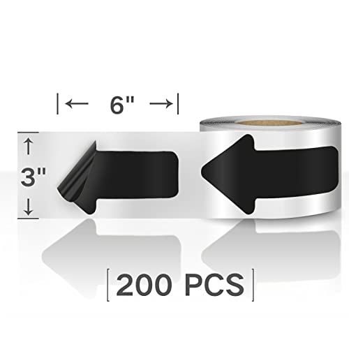 EVQ Black Arrow Floor Sticker Tape 3 x 6 Inch Directional Vinyl 200 PCS - color: Black, size: 3"×6"