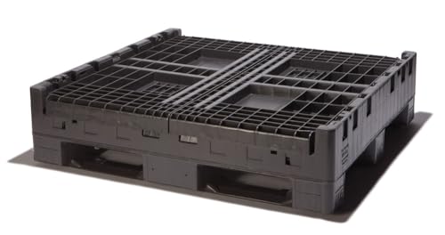 Hudson Exchange 48 x 45 x 34" (2000 lb Capacity) Collapsible Bulk Container With Access Doors (Container Only), Black
