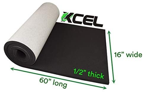 XCEL Marine Foam Roll with Self Adhesive - Black 60" x 16" x 1/2" Closed Cell Foam Rubber Water Resistant Padding Sheet - Home, Marine, Garage, Automotive, Crafts & Cosplay (Black, 60" x 16" x 1/2") - color: Black, size: 60" x 16" x 1/2"