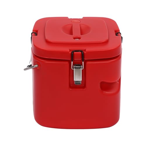 2.5 Gallon Insulated Soup Container Commercial Food Warmer for Hot or Cold Food, Hot Box for Catering, Food Cooler with 4 Buckles, Soup Carrier for Restaurant, Canteen,Home (Red) - color: Red