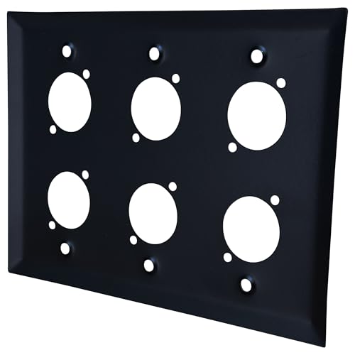 DIYTECH 6 Port Black XLR Wall Plate Blank Panel for Pro Audio - style: 6 Port Black