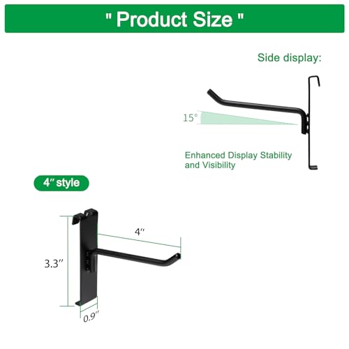 Gridwall Hooks 4 Inch, 100 Pack Grid Wall Hooks, Grid Panel Hooks and Hangers for Retail, Craft Shows, Home Setup, and Customized Display(Black) - size: 4 Inch
