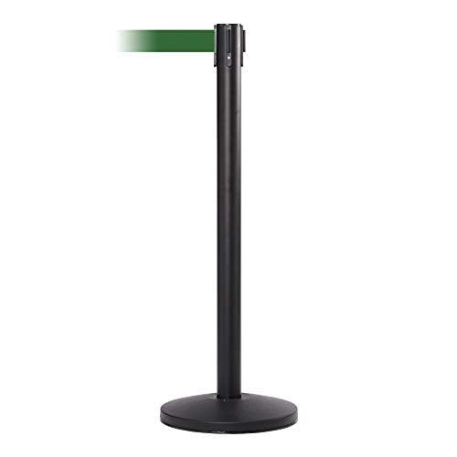 Crowd Control Warehouse Retractable Belt Barrier, 10 Foot, Dark Green