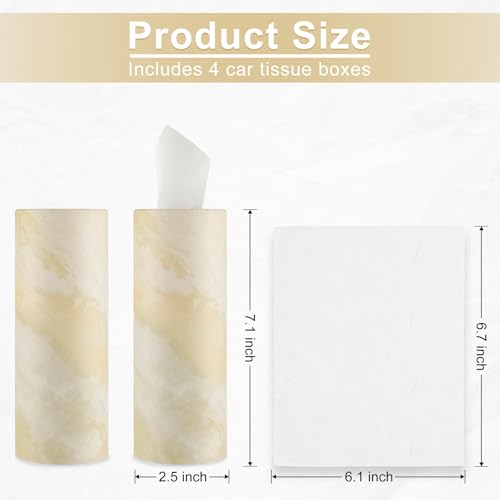 SINGARO Car Tissue Holder, 4 Pack Car Cup Holder Facial Tissues with Travel Tissue Bag, Quick and Convenient Flower Combination Box(4 Canisters/200 Tissues) Beige - color: beige