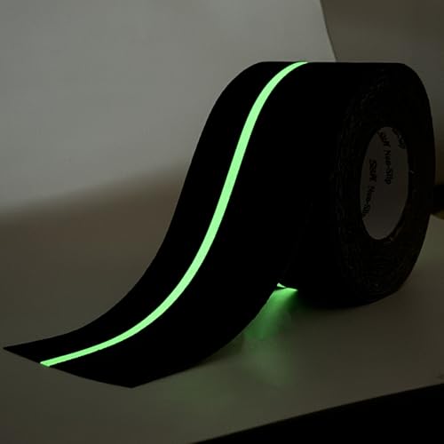 S&X Anti Slip Tape 4in x 60ft Grip Tape for Stairs Ramps, Glow-in-the-Dark - color: Black/Glow-in-the-Dark, size: 4" X 60'