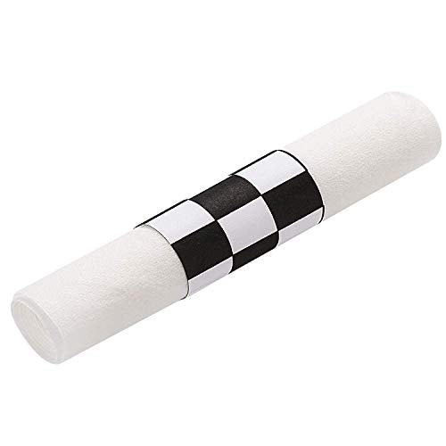 Gmark Self-Adhesive Black White Grid Paper Napkin Bands (2500 Count) - 4.25 x 1.5 Inch Professional Napkin Rings - Self-Sealing Disposable Silverware Wrappers for Restaurants & Formal Events GM1110 - color: Black White
