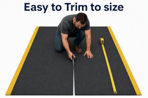 Guardian 24066001BY Soft Step Anti-Fatigue Floor Mat, Vinyl, 6'x 60', Black with Yellow Stripe - color: Black and Yellow, size: 720"L x 72"W x 0.4"Th