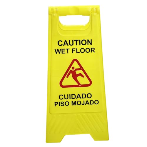 Caution Wet Floor Sign, Foldable Sturdy Bilingual Double-Sided Safety Warning Signs (Pack of 2)