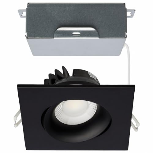 Satco S11628R1 3.5-Inch Low-Profile LED Gimbaled Directional Architectural Downlight, CCT Selectable 2700K/3000K/ 3500K/4000K/5000K, 3.5 Inches, Black - color: Black, style: Square