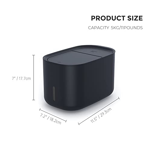 Zuutii Rice Storage Container, Dry Food Bin, Pet Dog Cat Dispenser, 6.9Qt Large Bin with Lid & Measuring Cup, Airtight Silicone Sealed Moisture Proof, for Grain Cereal Soybean Corn (DarkGray) (ZTFC) - color: DarkGray