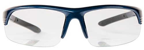 Smith & Wesson Corporal Half Frame Shooting Glasses with No-Slip Rubber,Impact Resistance & Storage Bag for Work,Everyday Use - color: Blue With Clear