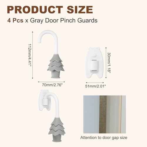 uxcell 4 Pcs Silicone Door Pinch Guard, Hanging Finger Pinch Guard, Gray - color: Gray