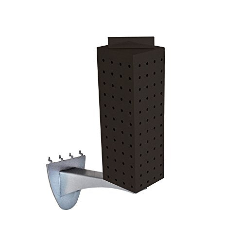 Azar Displays 700231-BLK 4" W x 4" D x 12" H Four-Sided Revolving Pegboard Display with Extension Rod in Solid Black - color: Black