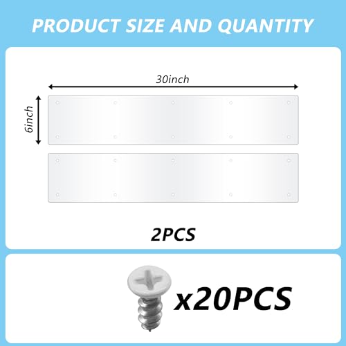 2pcs 30×6Inch Aluminum Door Kick Plates for Exterior Doors – Decorative Protection to Prevent Damage from Kicking – Stylish and Durable Door Kick Plate(White) - color: 30"x6"-2pack-White