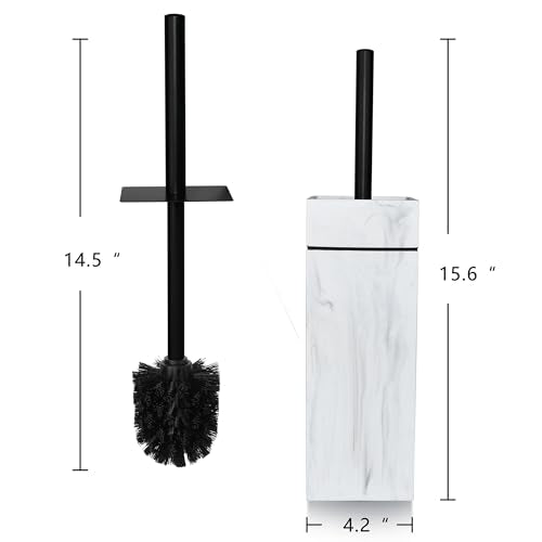 Black Line Design Resin Toilet Bowl Holder and Brush Set, Stylish Bathroom Cleaning Tool with Durable Bristles, Compact and Functional - style: Black Lined
