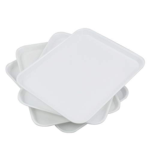 Plastic Fast Food Trays, Cafeteria Trays, 4 Pack Serving Trays (White) - color: White