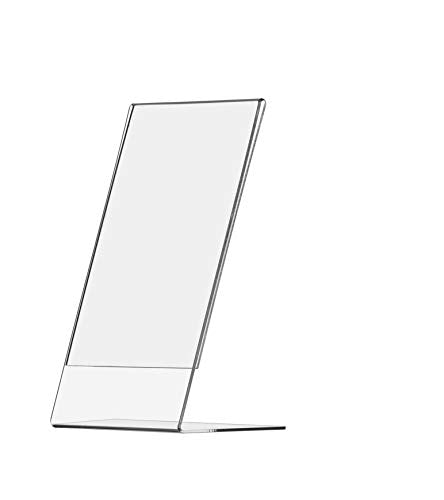 Marketing Holders Acrylic Sign Holder for 4" x 9" Literature Clear Slanted Plexiglass Countertop Graphic Image Side Load Display Stand for Retail Stores Hotels Offices and Restaurants - size: 4"W x 9"H Side Load